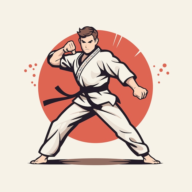 Taekwondo vector illustratie karate vechter in kimono