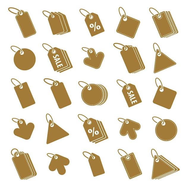 Tag icons isolated on white background vector set, retail theme simplistic symbols vector collections.