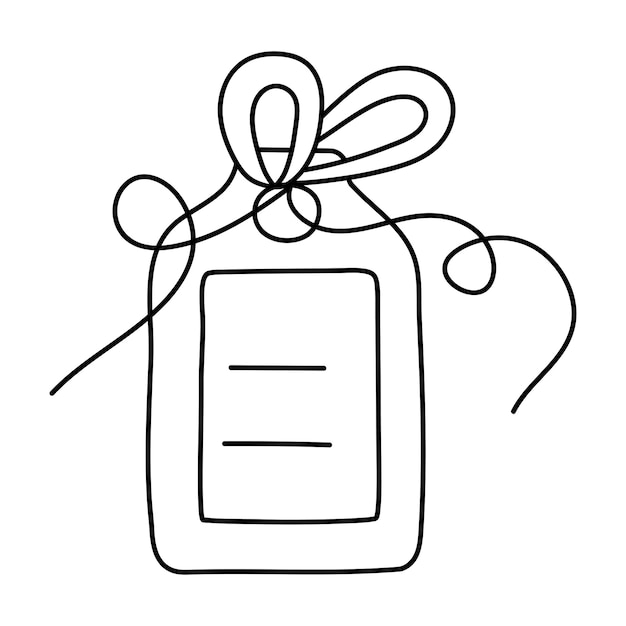 Tag met een strik in doodle-stijl Vectorillustratie voor kleurboek