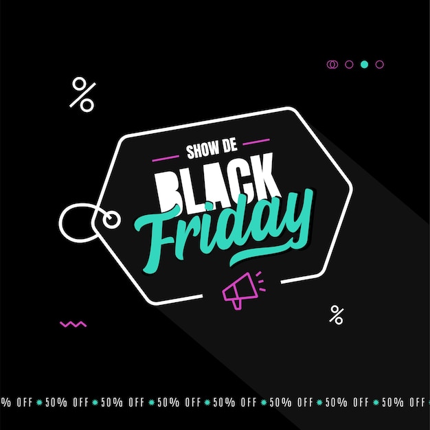 Tag outline lettering black friday modern