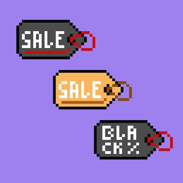 tag sale with pixel art style