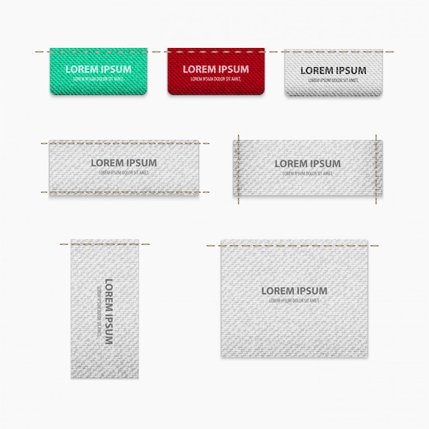 Tag set for clothes with texture for realism with place for text