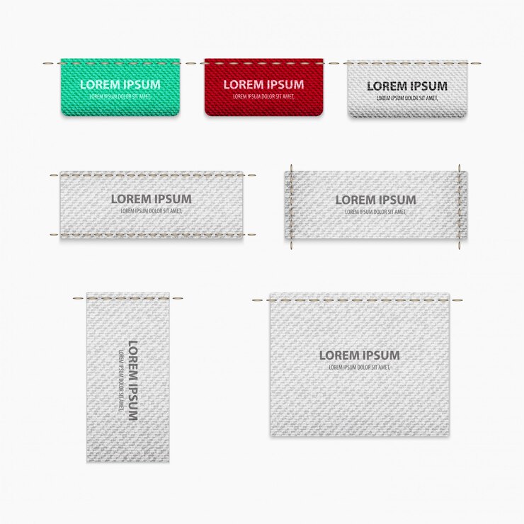 Vector tag set for clothes with texture for realism with place for text