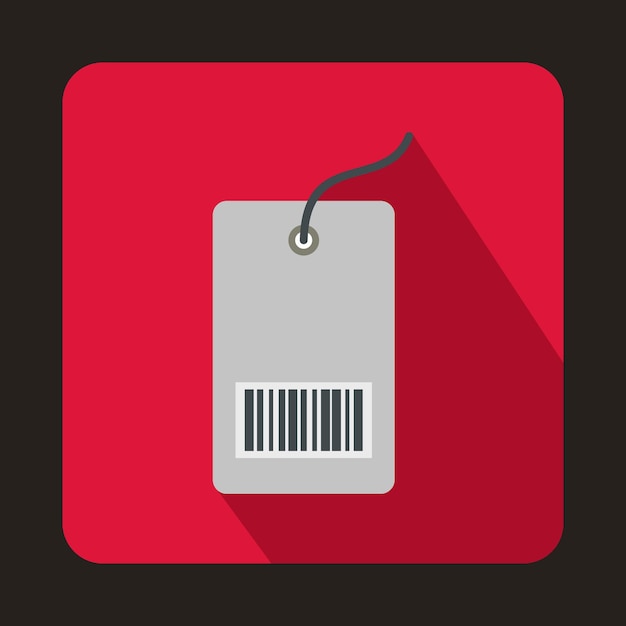 Tag with bar code icon in flat style with long shadow Label symbol