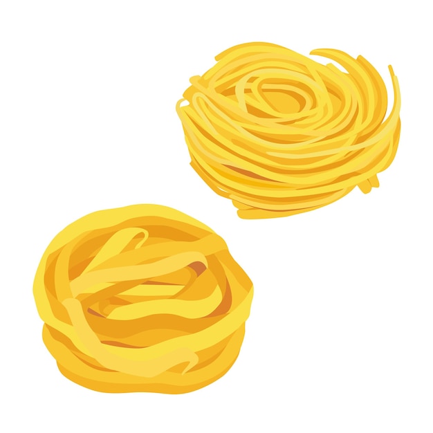 Tagliatelle and tonnarelli pasta isolated on white background pasta collection vector