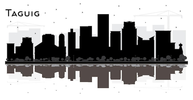 Taguig Filippijnen City Skyline zwart-wit silhouet met reflecties