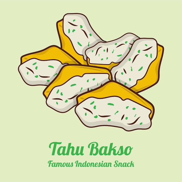 ベクトル tahu bakso イラスト - インドネシアで特に人気のあるアジアのスナック屋台の食べ物