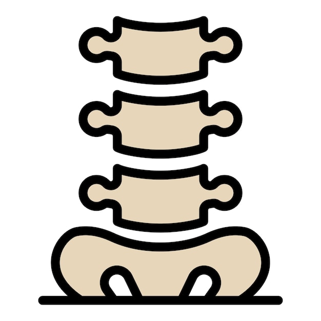 Vector tailbone and spine icon outline tailbone and spine vector icon color flat isolated