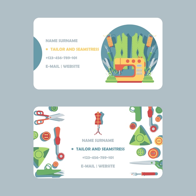 Vector tailor business card design,  illustration.