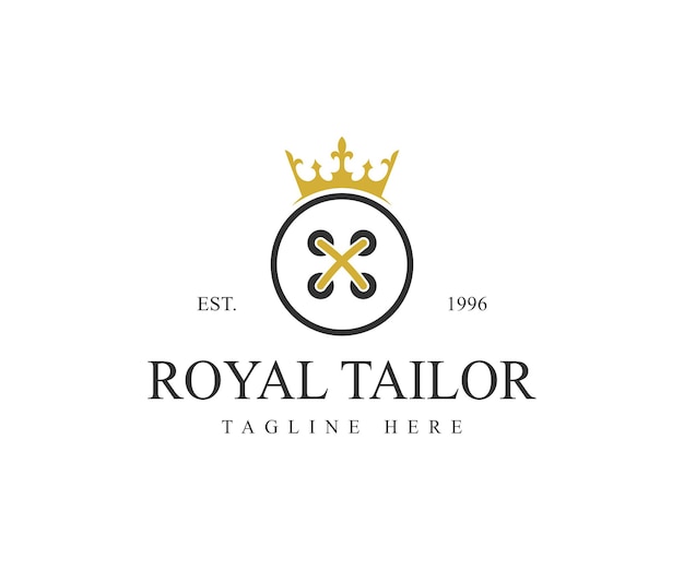 Tailor Logo Crown and Button Combination vector logo Royal tailor vector logo