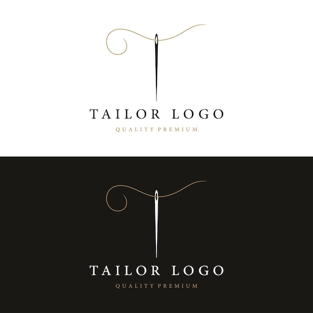 Vector tailor logo design with needle and thread conceptlogo for tailor clothes boutique