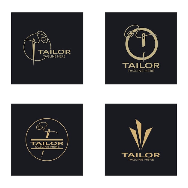 Tailor logo icon illustration template combination of buttons for clothes thread and sewing machine for clothing product design convection companies fashion in vector form