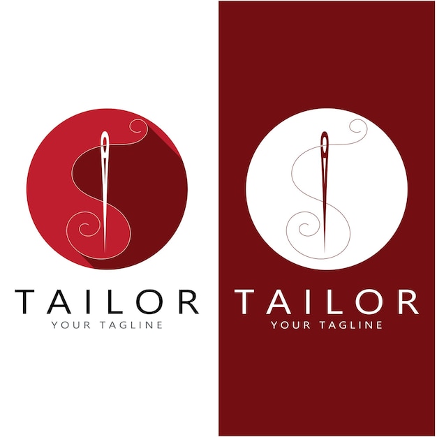 tailor logo icon illustration template combination of buttons for clothes thread and sewing machine