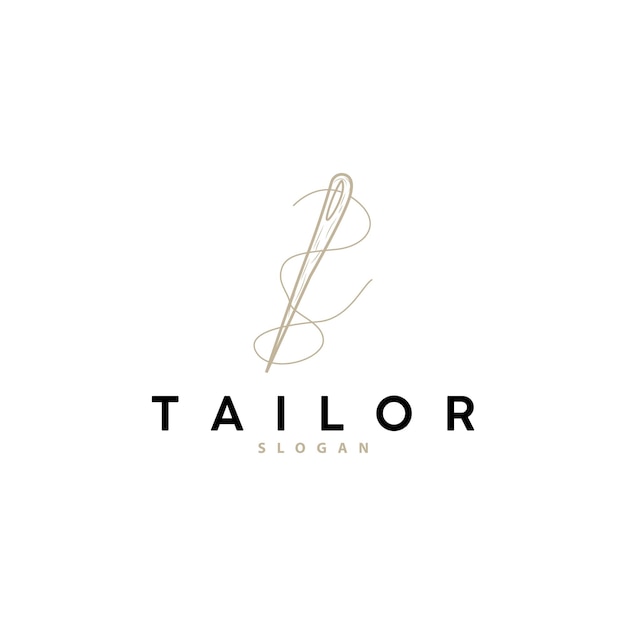 Tailor Logo Игла и нить Вектор Ретро Винтаж Простой минималистский Старый дизайн вдохновения