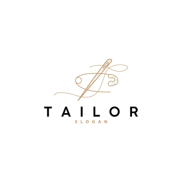 Tailor Logo Игла и нить Вектор Ретро Винтаж Простой минималистский Старый дизайн вдохновения