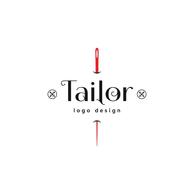 Tailor Logo Red Needle with Black Circle Line Комбинация векторного логотипа