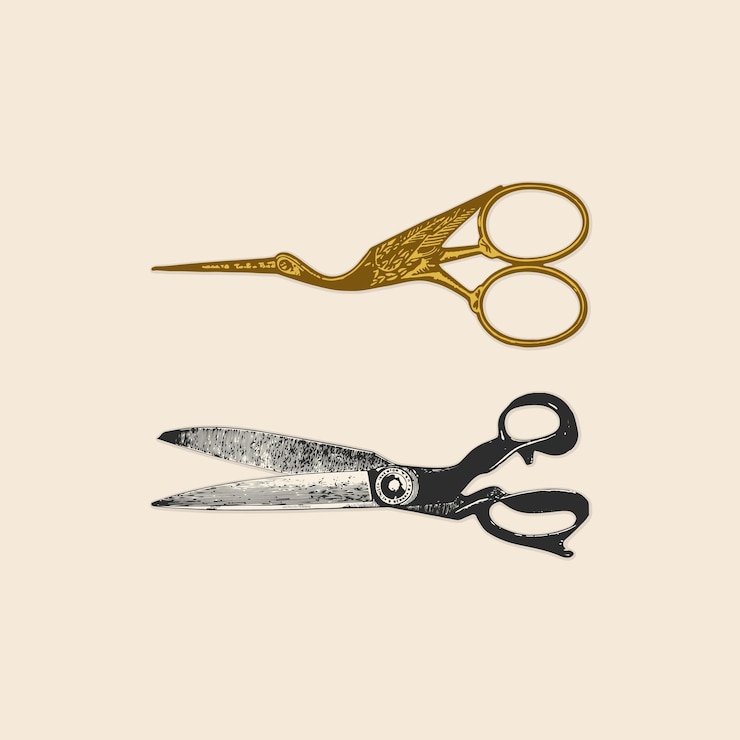 Vector tailor ornamental decorative scissors clipart retro logo vintage illustration design vector elements