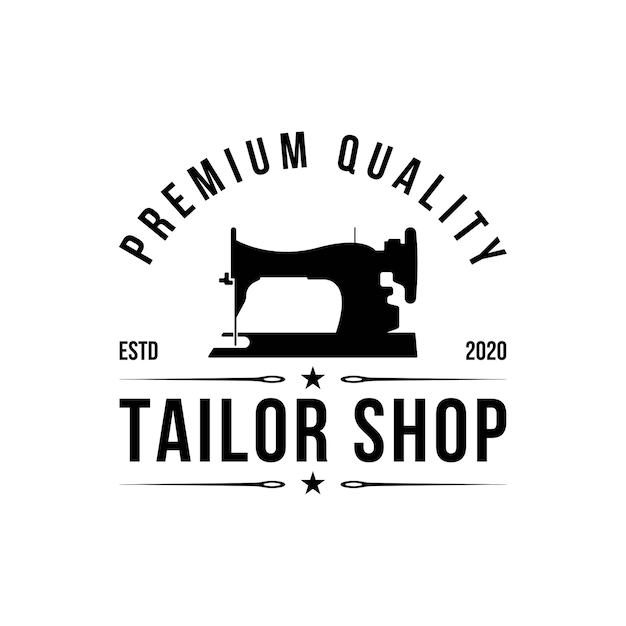 Tailor's  logo design. Sewing machine icon. Textile emblem. Clothes label.