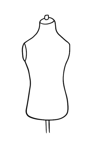 Tailor's mannequin voor naaien ontwerpen fitting handgemaakte hobby handwerken kleding doodle lijn cartoon kleuren