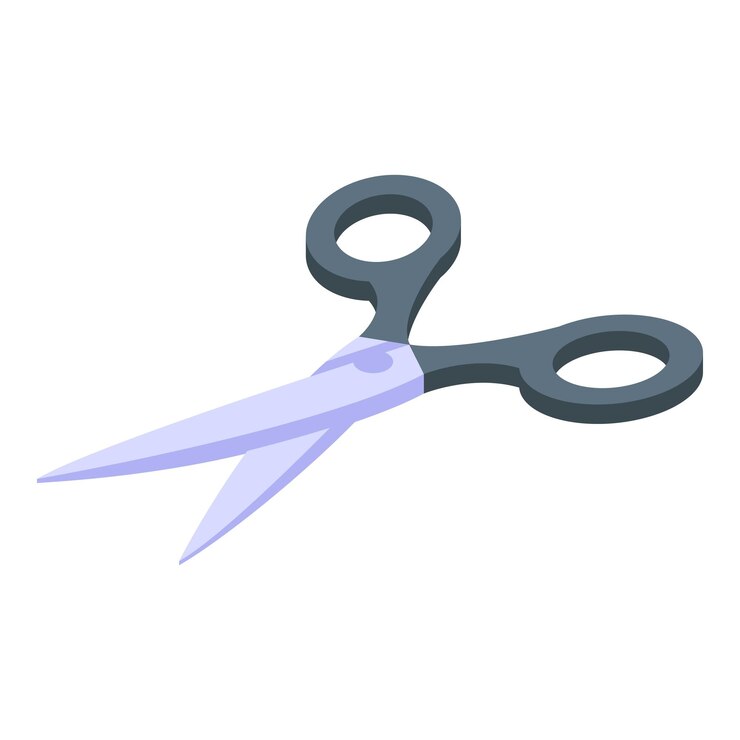 Vector tailor scissors cutting fabric for dressmaking