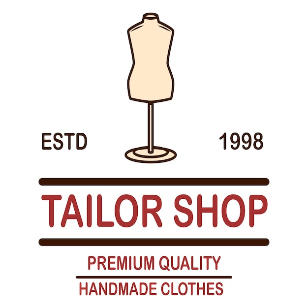 Tailor shop emblem template. design element for logo, label, sign, poster. vector illustration