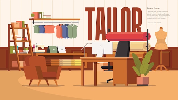 tailor shop interior illustration
