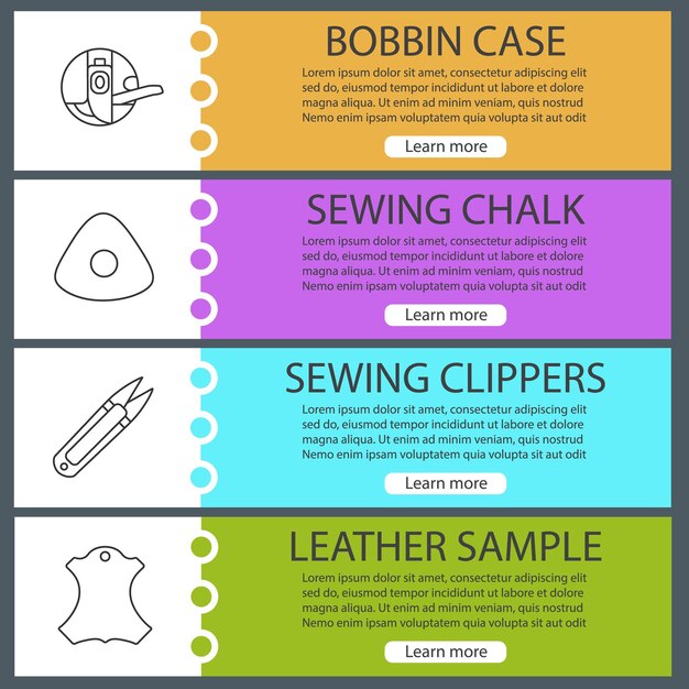 Vector tailoring web banner templates set