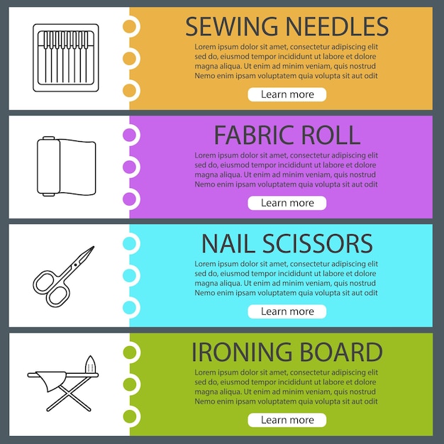 Vector tailoring web banner templates set