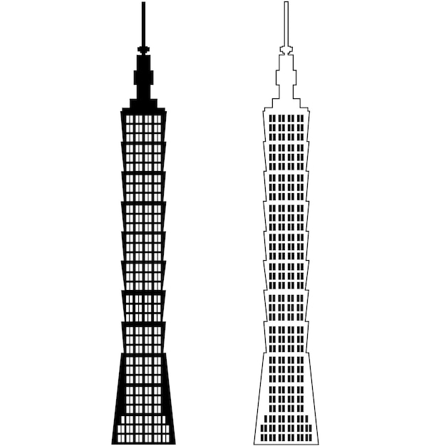 Vector taipei 101 outline vector icon. isolated black simple line.