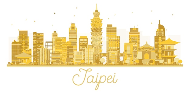 Taipei City skyline gouden silhouet. Vector illustratie. Zakelijk reisconcept. Taipei Cityscape met bezienswaardigheden.