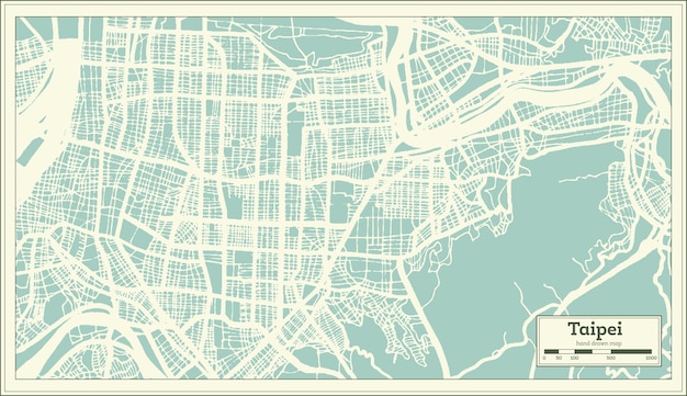 Taipei taiwan city map in retro style. outline map. vector illustration.