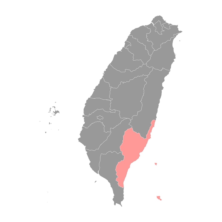 Vector taitung county map county of the republic of china taiwan vector illustration