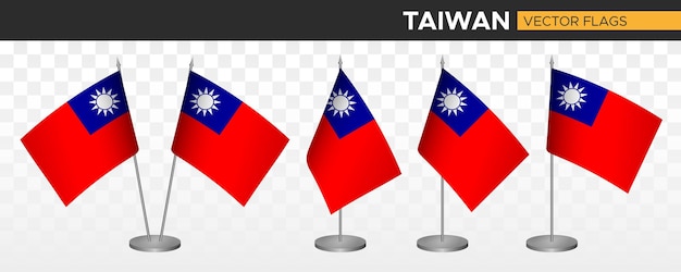 Vector taiwan bureau vlaggen mockup 3d-vector illustratie tabel vlag van taiwan