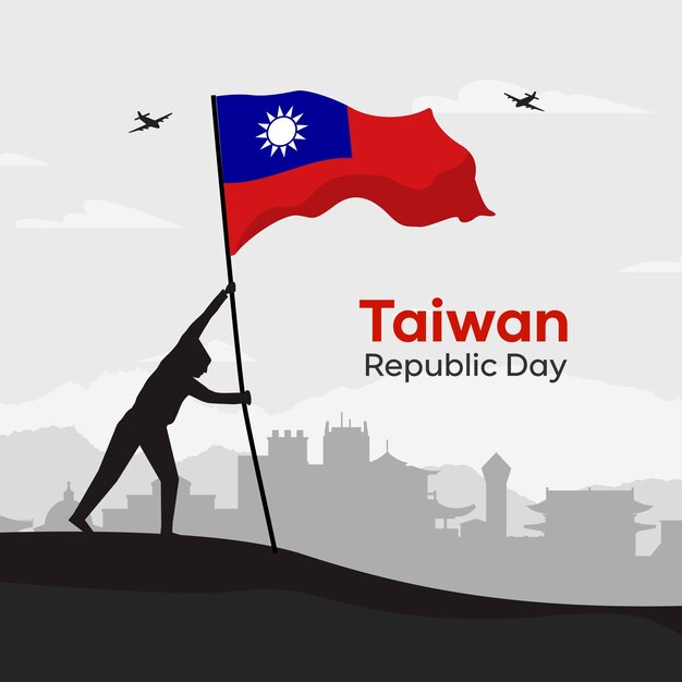 Disegno dell'illustrazione del giorno della repubblica di taiwan