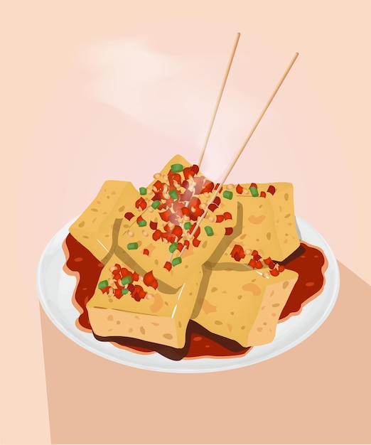 Vector taiwan street food stinky tofu