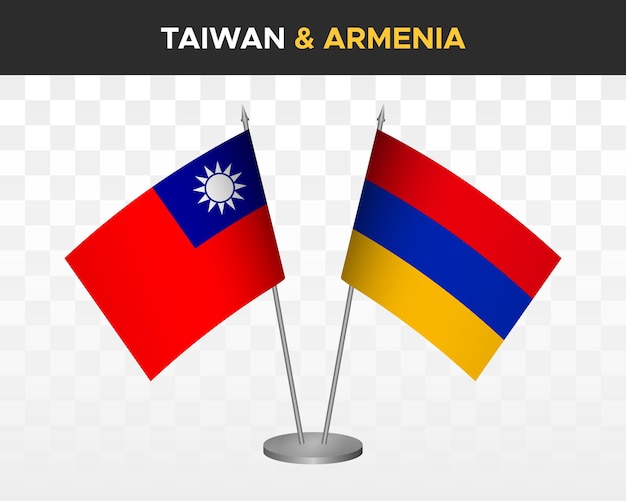Тайвань против армении настольные флаги макет изолированные 3d векторные иллюстрации тайваньский настольный флаг