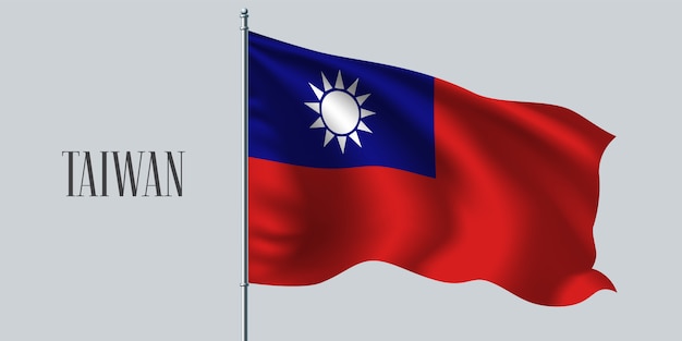 Taiwan waving flag on flagpole