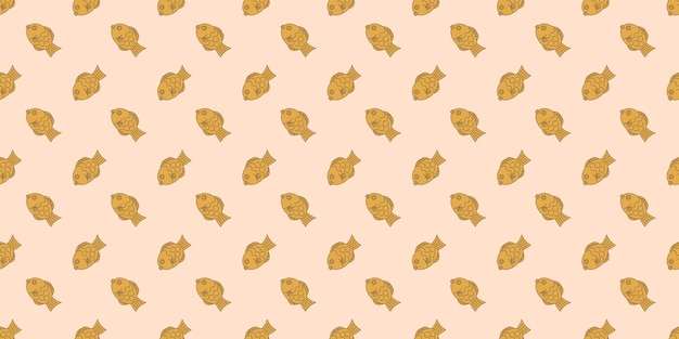 Taiyaki Fish Shaped Waffle Japanese Food Seamless Pattern Flat Design Doodle