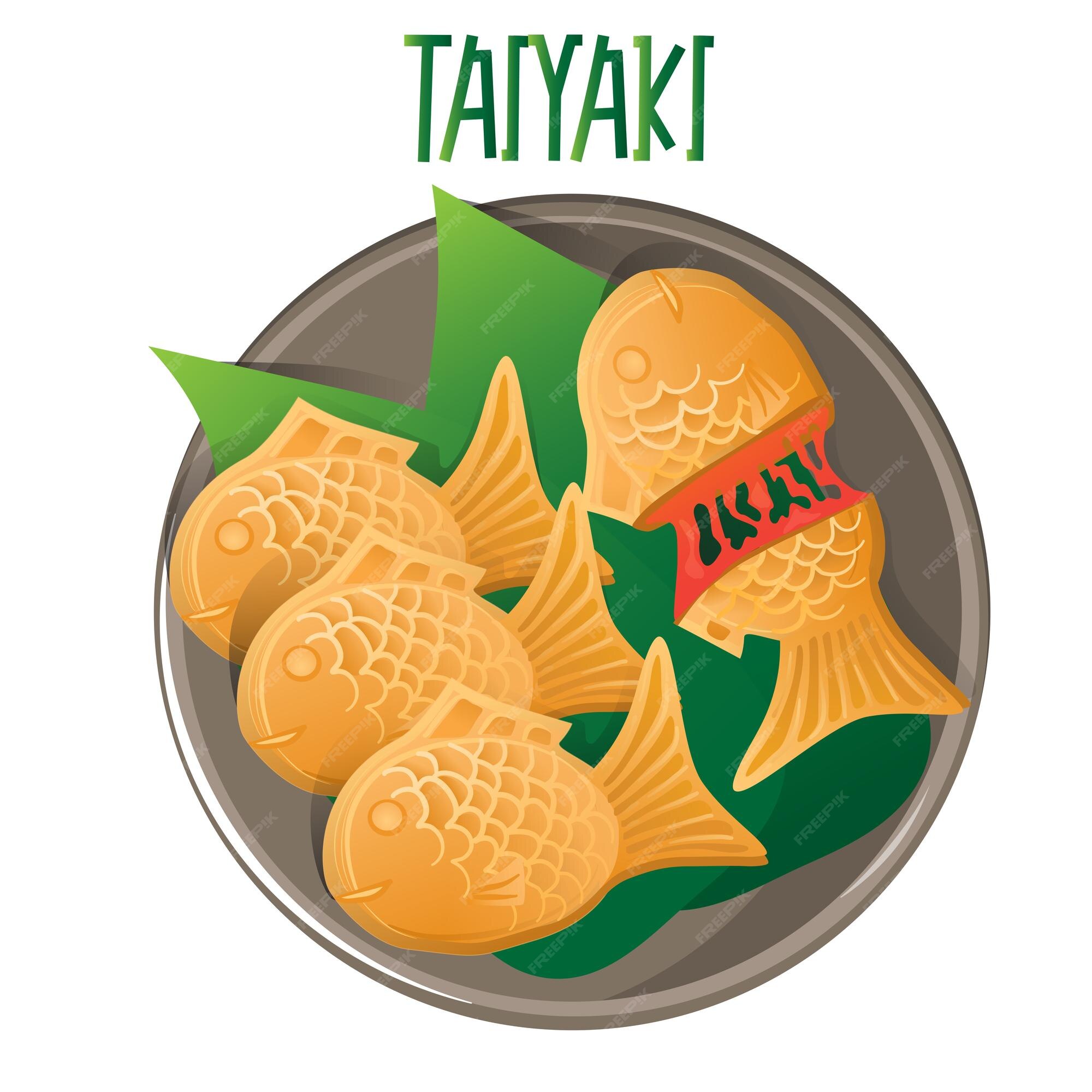 Premium Vector  Taiyaki japanese fish cake with bean filling classic  street vendor snack in japan