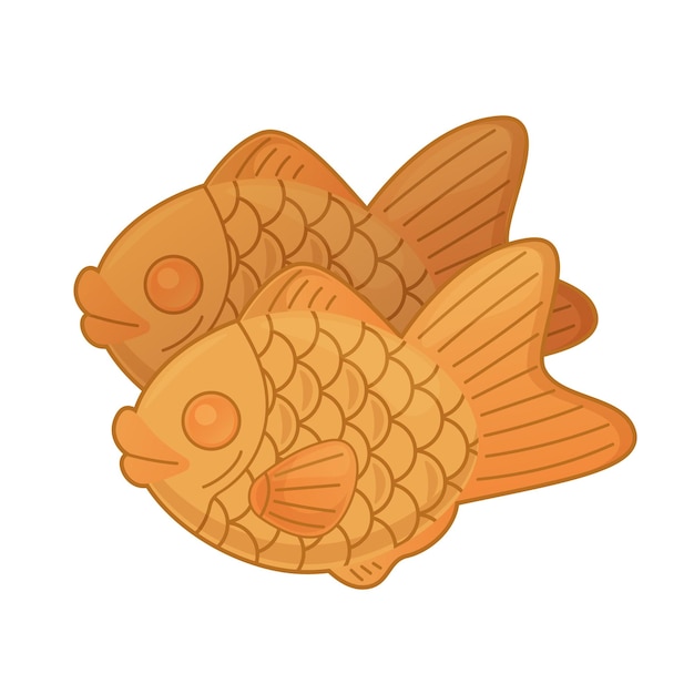 Taiyaki Traditional Japanese sweets in fish shape Asian food Vector illustration