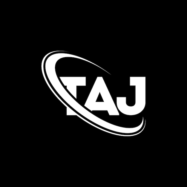 TAJ logo TAJ letter TAJ letter logo ontwerp Initialen TAJ logo gekoppeld aan cirkel en hoofdletters monogram logo TAJ typografie voor technologie bedrijf en vastgoed merk