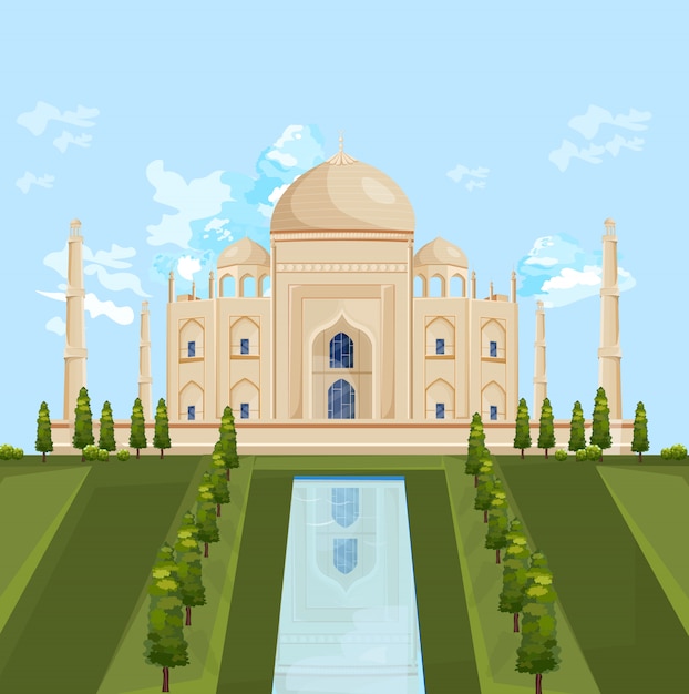 Vector taj mahal india gebouw attractie