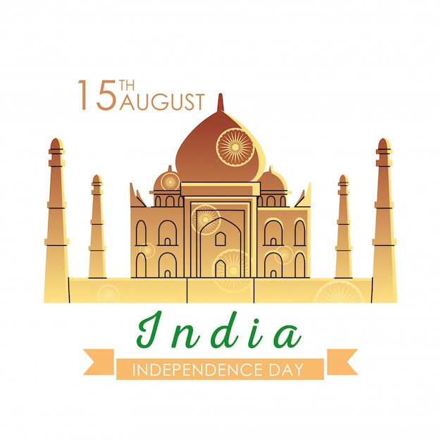 Vector taj mahal of india independence day