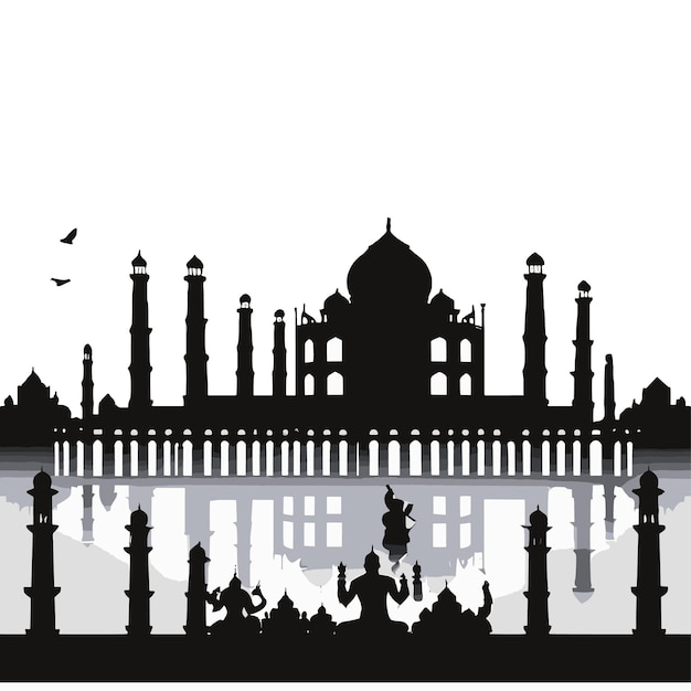 Vector taj mahal silhouette