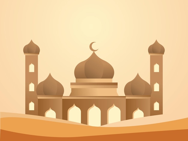 Taj mahal vector illustration islamic mosque background