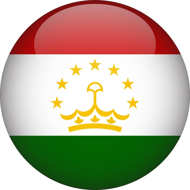 Vector tajikistan 3d rounded flag button