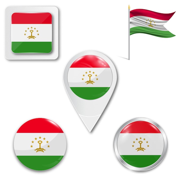 Tajikistan flag in glossy round button icon vector image