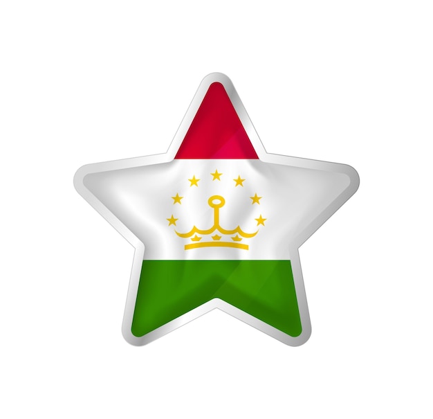 Vector tajikistan flag in star. button star and flag template. easy editing and vector in groups.