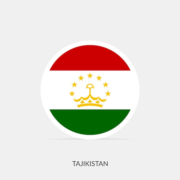 Tajikistan round flag icon with shadow