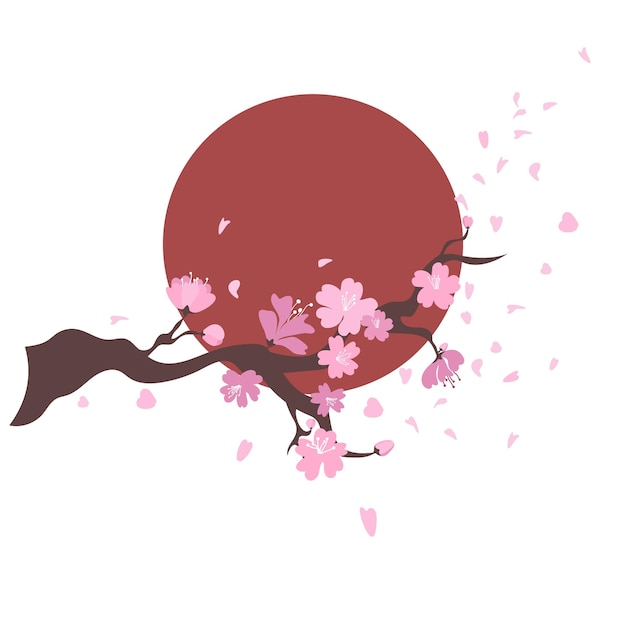 Tak in bloei Vector sakura of kersenbloem achtergrond Handgetekende illustratie